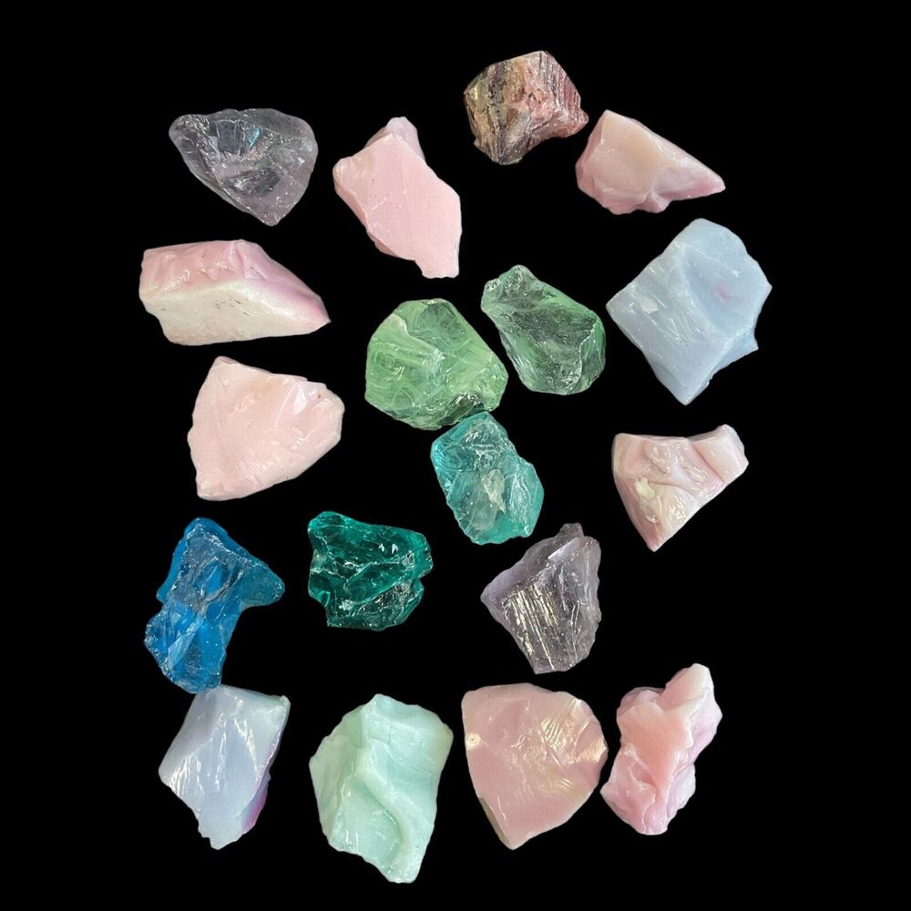 Art Glass Cullet Glowing Manganese Uranium Glass Bulk‎ Assortment 2.5 LBS #5GA4